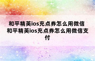 和平精英ios充点券怎么用微信 和平精英ios充点券怎么用微信支付